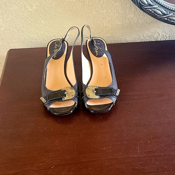 Cole Haan slingback open toe heels with buckle. - Picture 2 of 4